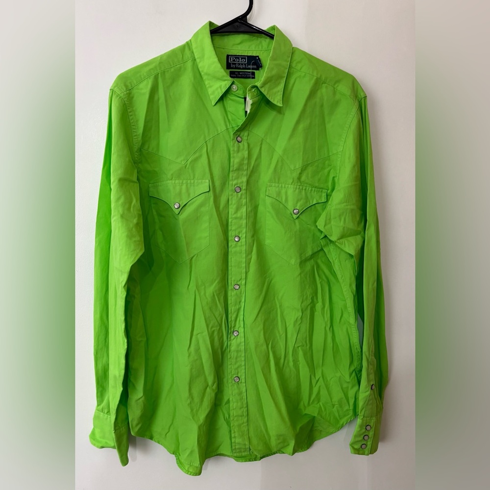 Polo by Ralph Lauren Men’s Long Sleeve Pearl Snap 100% Cotton Shirt Size Medium